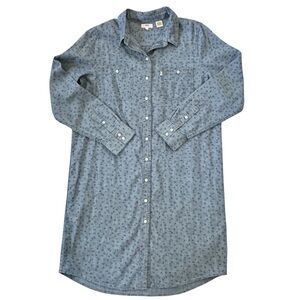 Levi’s Blue Shirt Dress Western Boho Style, Horseshoe Print Size Large